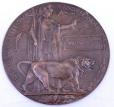 WW1 Bronze Death Penny Named William Booth. It measures approx. 12cm x 12cm.  Condition: In good