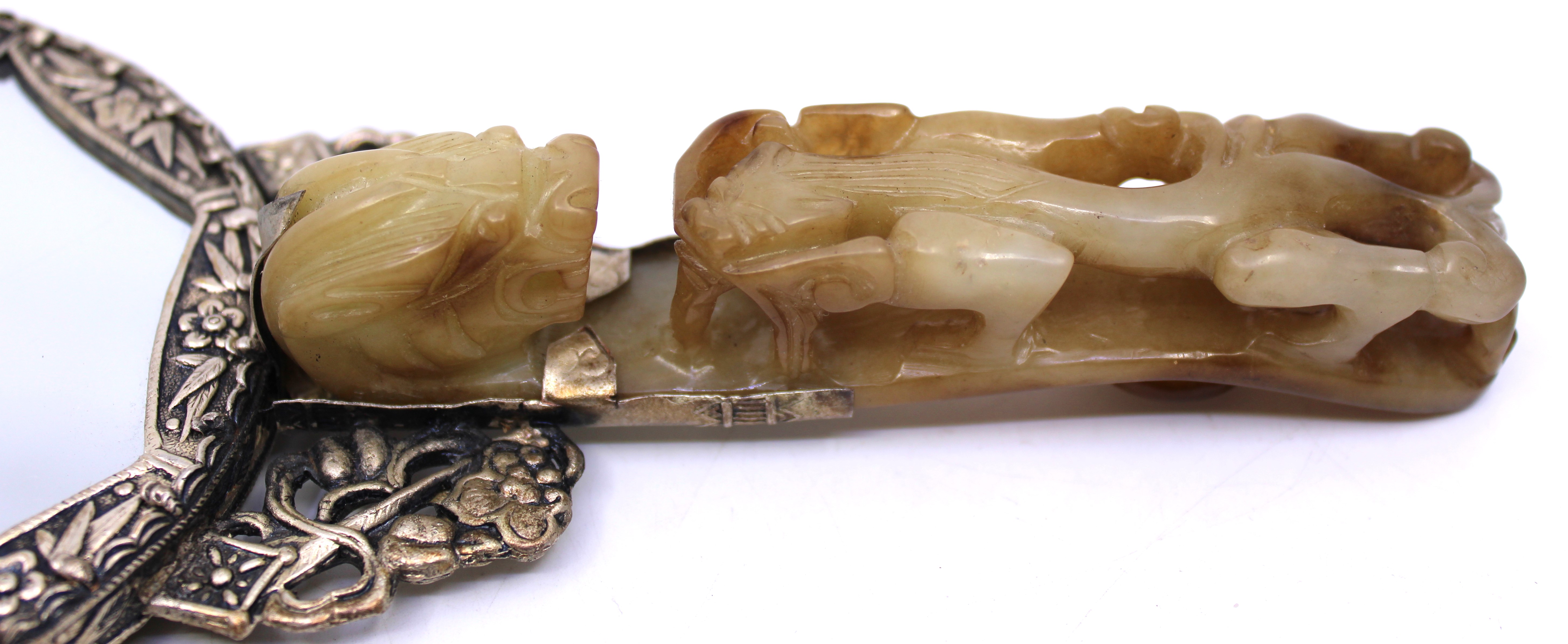 Chinese Oriental Jade Handled Dragon Hand Mirror Boxed and a Japanese Komai Style Damascene - Image 5 of 6