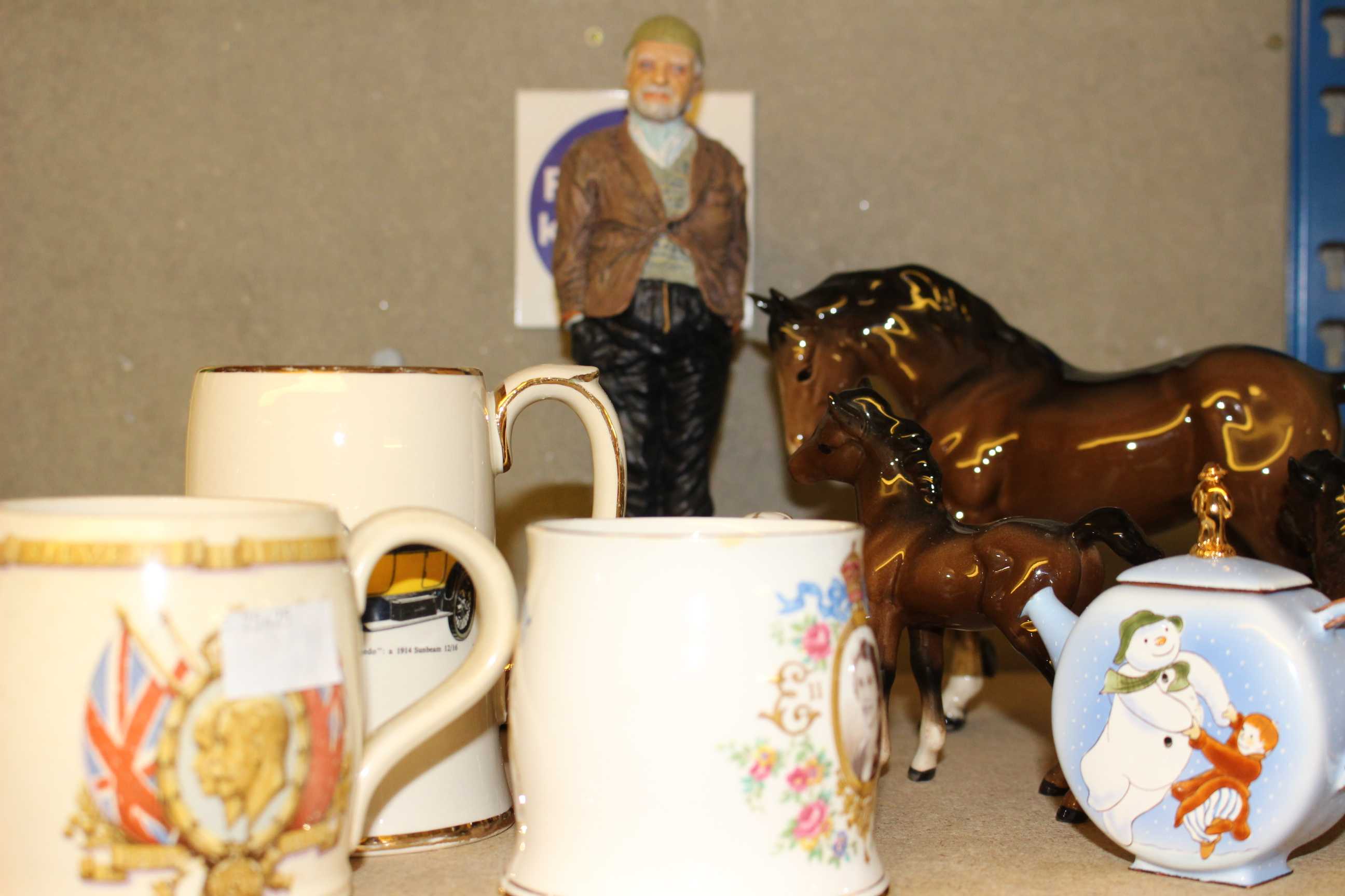A Beswick horse and two foals, various Royal commemorative mugs, Pendelphin figures etc - Image 2 of 6