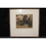 Edgar Rowley Smart (1897-1934) Wooded river landscape, etching, 24cm x 29cm