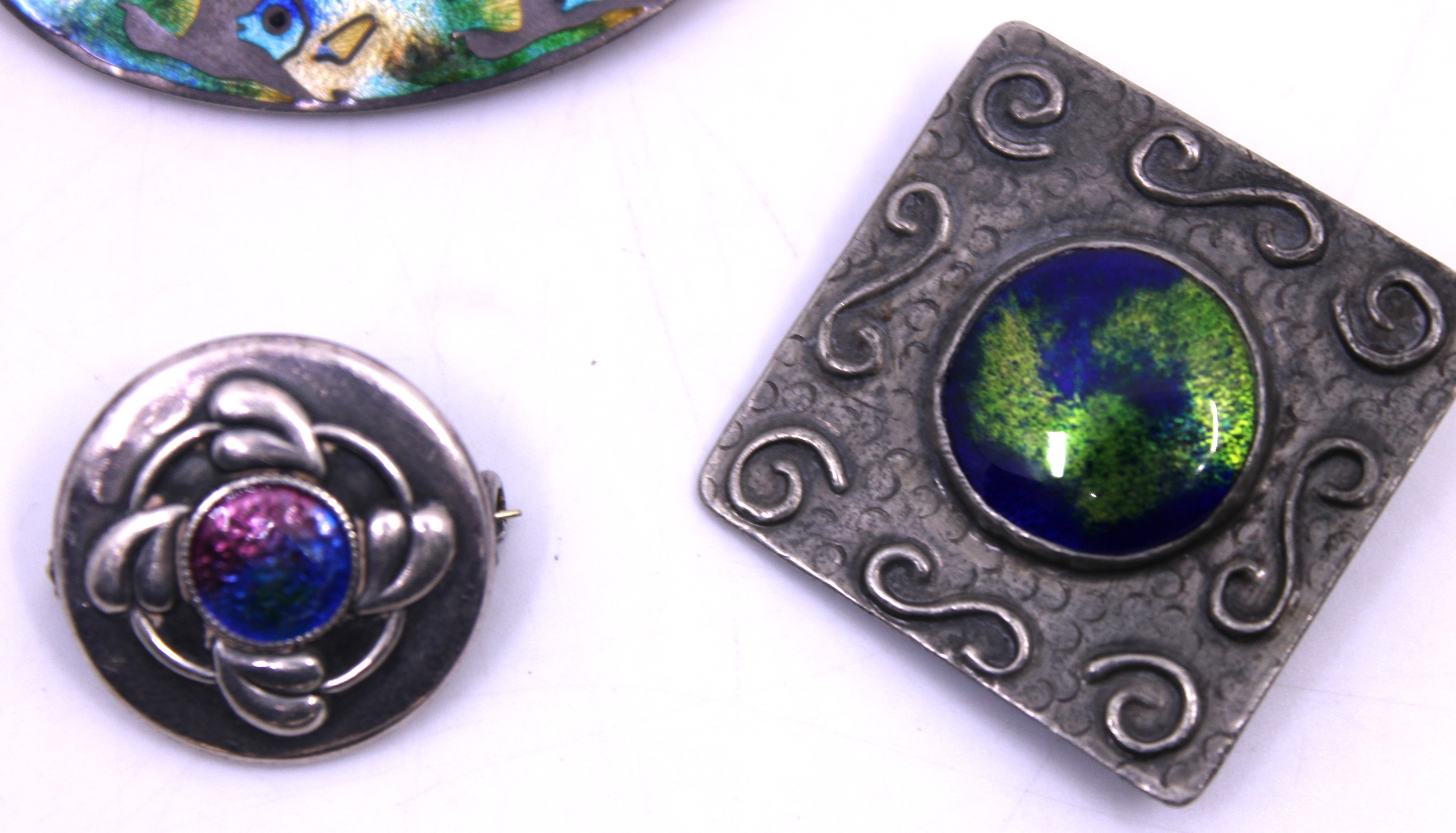 Selection of Arts & Crafts and Art Nouveau Sterling Silver Jewellery. To include a Ruskin Style Blue - Image 3 of 5
