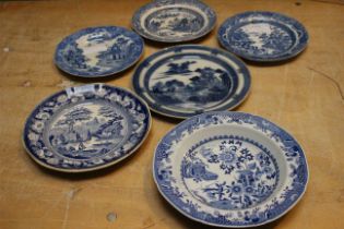 An early 19th Spode stone china blue and white soup bowl, printed in underglaze blue with