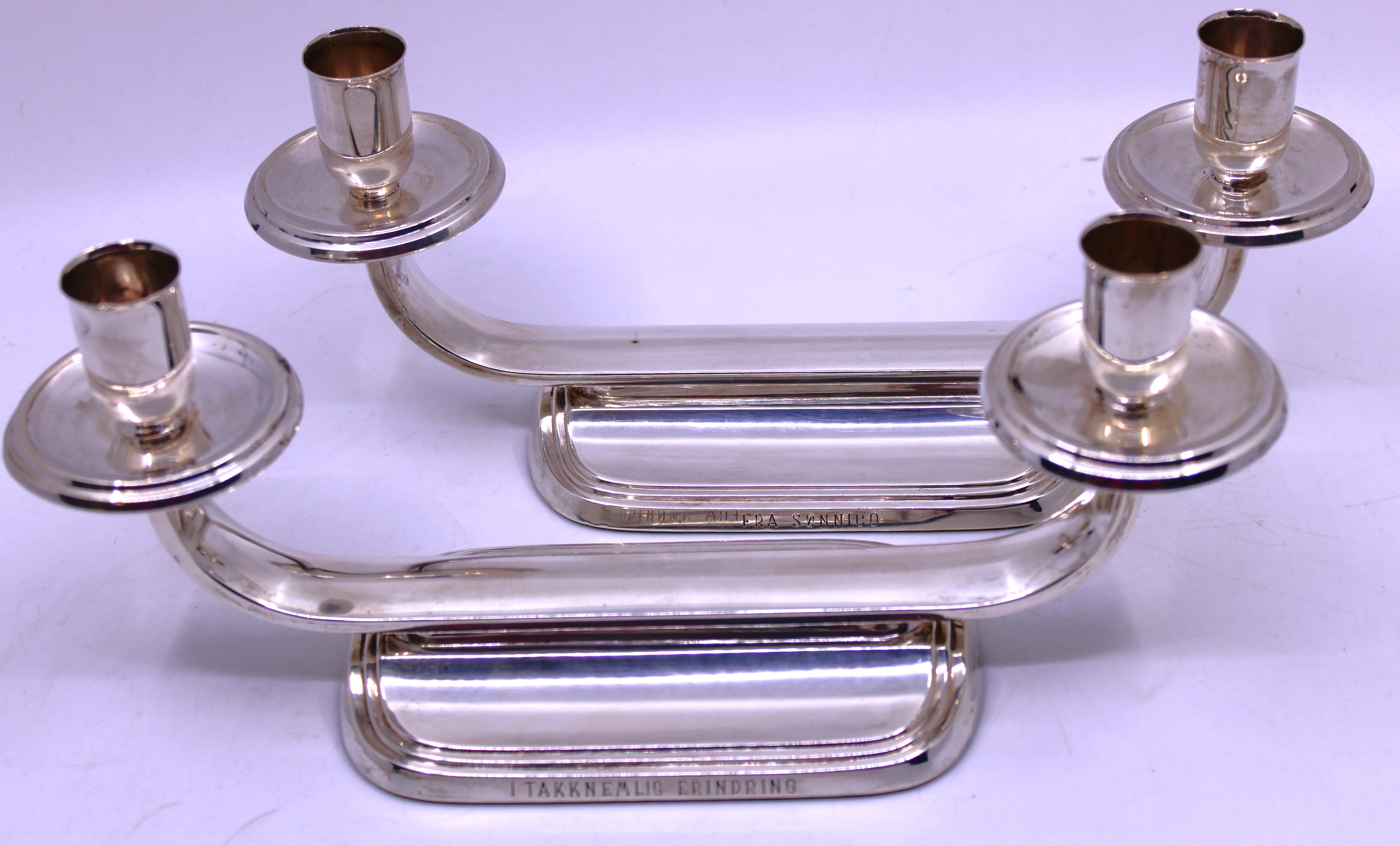 Rare David Anderson Norwegian Sterling Silver pair of Candelabra Candle Holders.  These are
