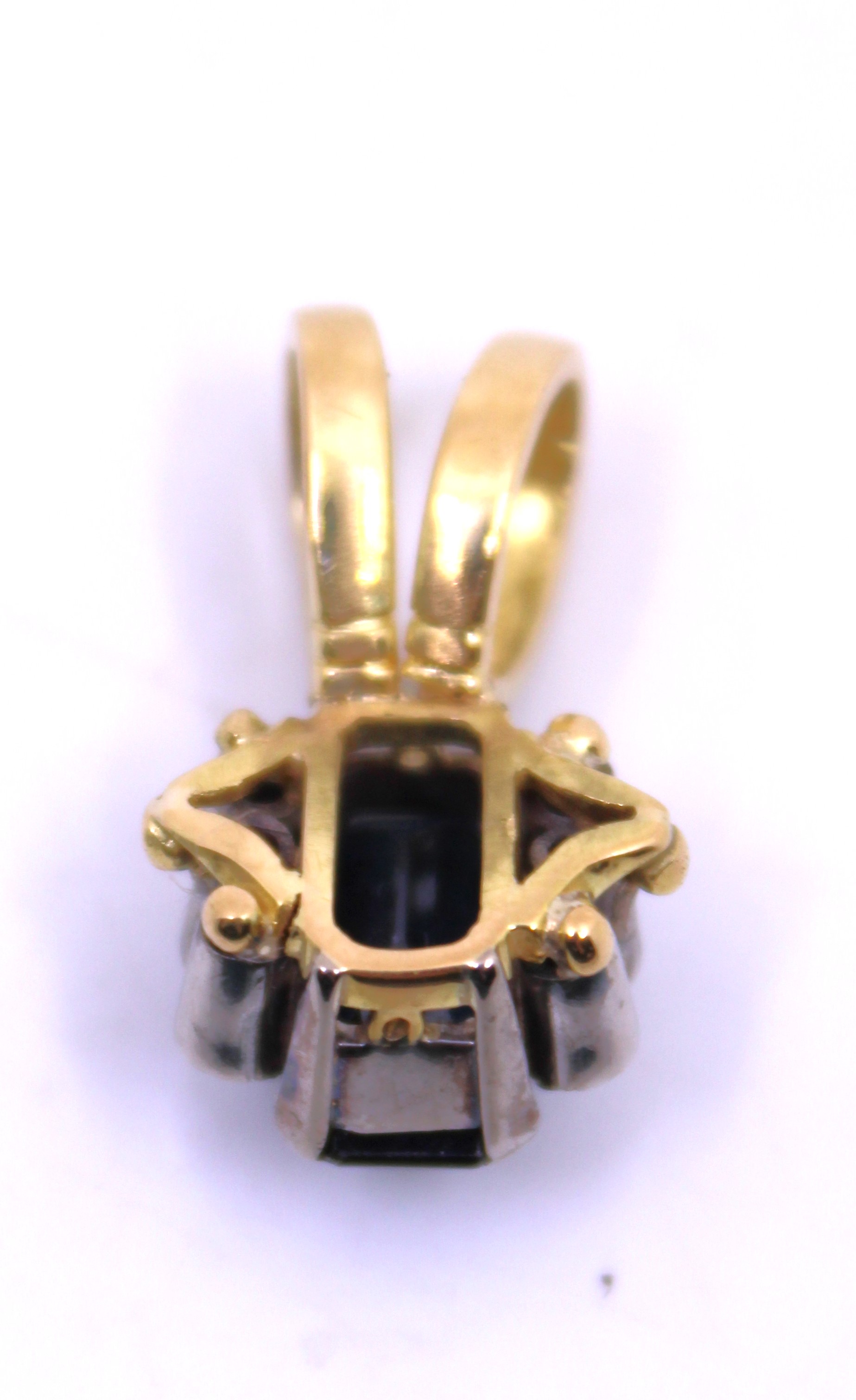 18ct Yellow Gold Sapphire and Diamond Pendant.  The Rectangular Step Cut Sapphire measures approx. - Image 2 of 3