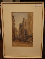 W A Stewart Rue Chanoinesse, Paris, signed and titled , watercolour, 28.5cm x 16.5cm