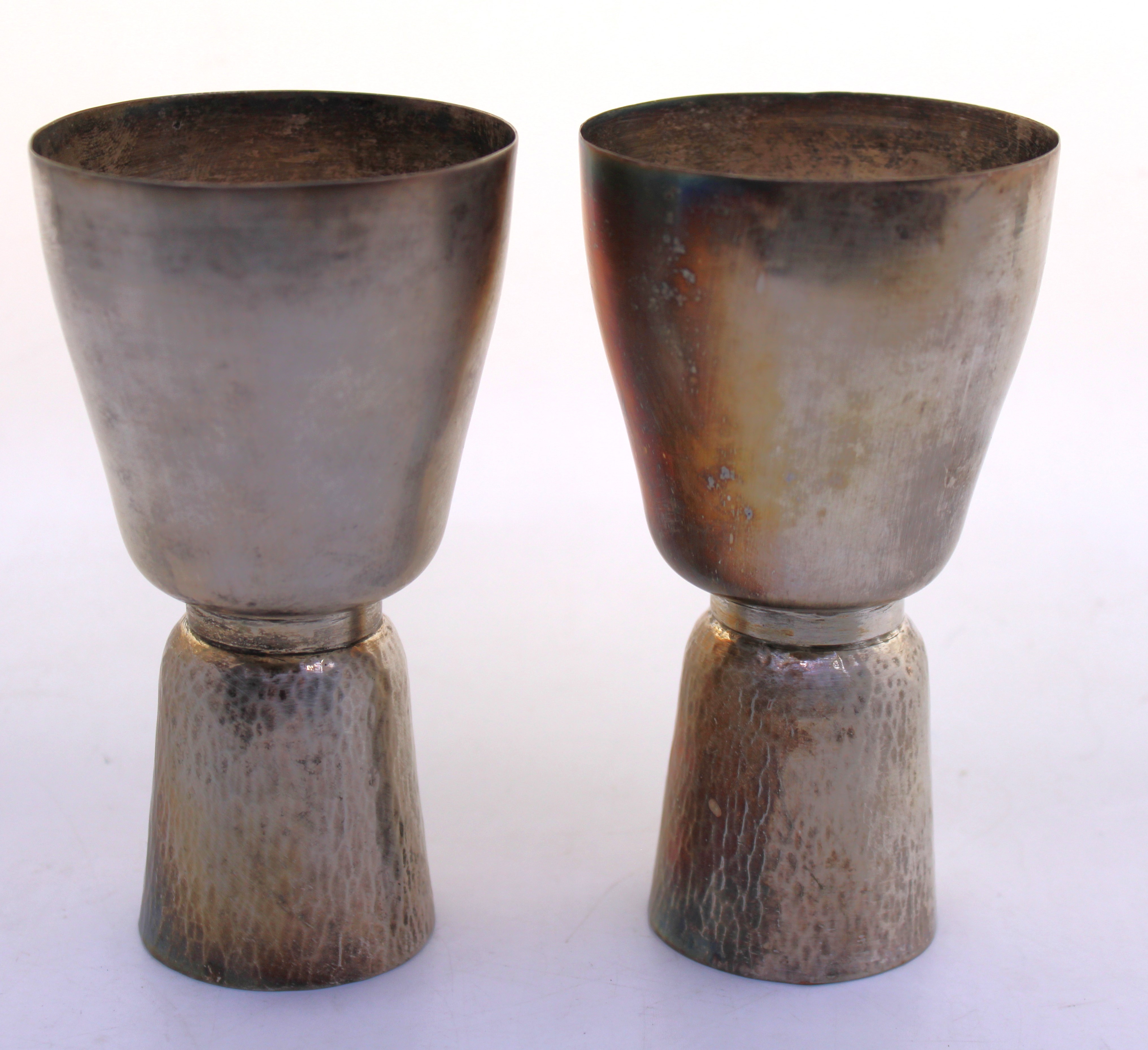 Pair of Unmarked White Metal Norwegian Style Cups Boxed.  They measure approx. 12cm high and approx.