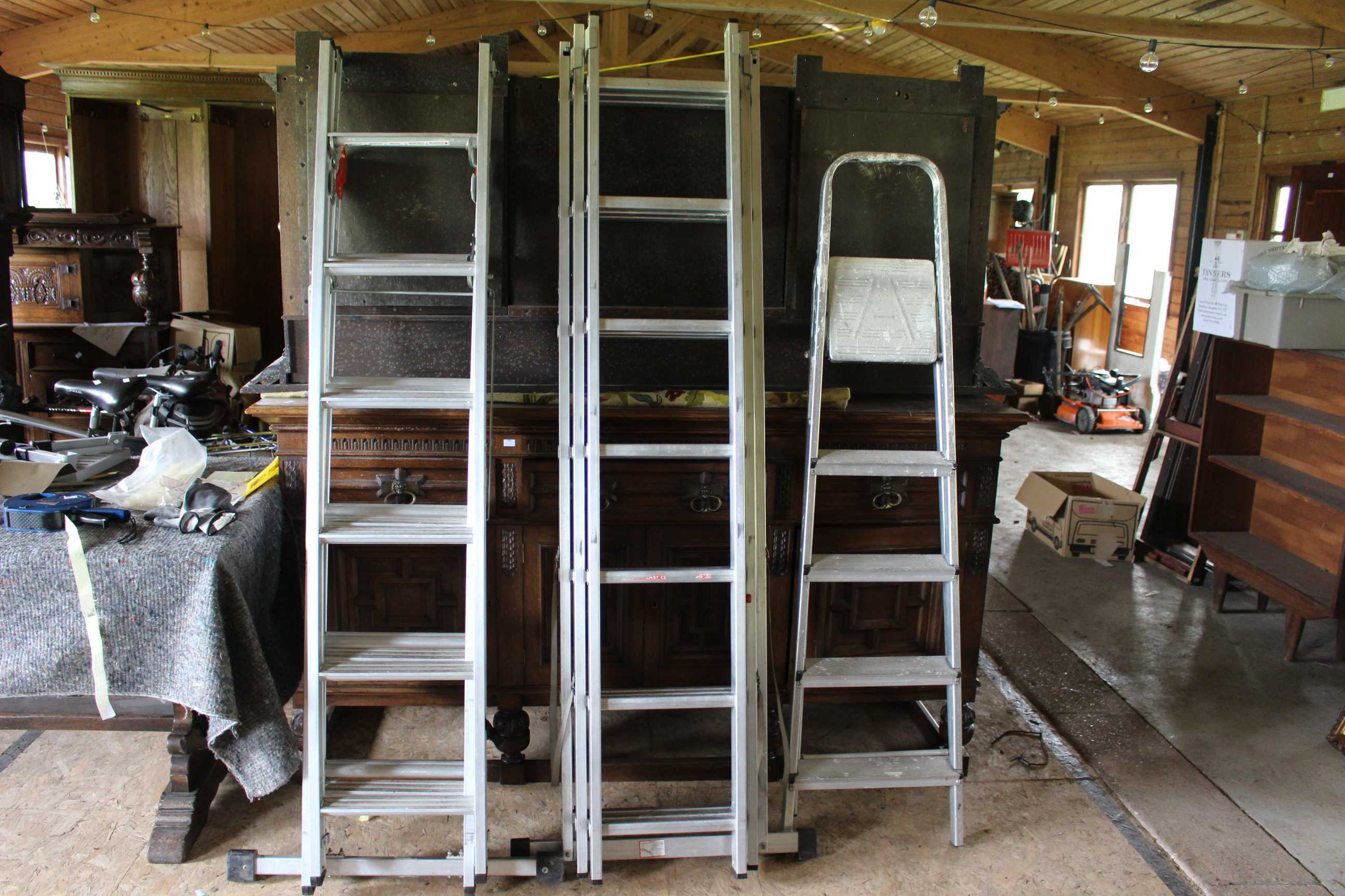 3 sets of household aluminium ladders.