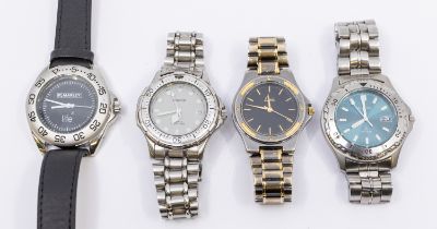 Selection of four quartz watches.  To include an Accurist Sport 100m watch, an Accurist WR50