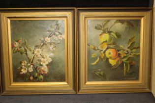 T. Blocksidge Spring blossom and apple bough, signed and dated 1894, lower right, oil on canvas, a