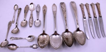 Selection of Norwegian Silver and Silver Plate Spoons and Teaspoons.  To include two O.C.