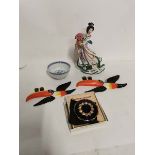 x2 Carltonware Guinness Toucons together with an Oriental Rice Bowl, Rose Princess Lena Lu