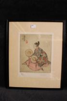 Original Art Deco Hand Coloured Dry Point Etching by Elyse Ashe Lord 1900-1971 19/100 titled "