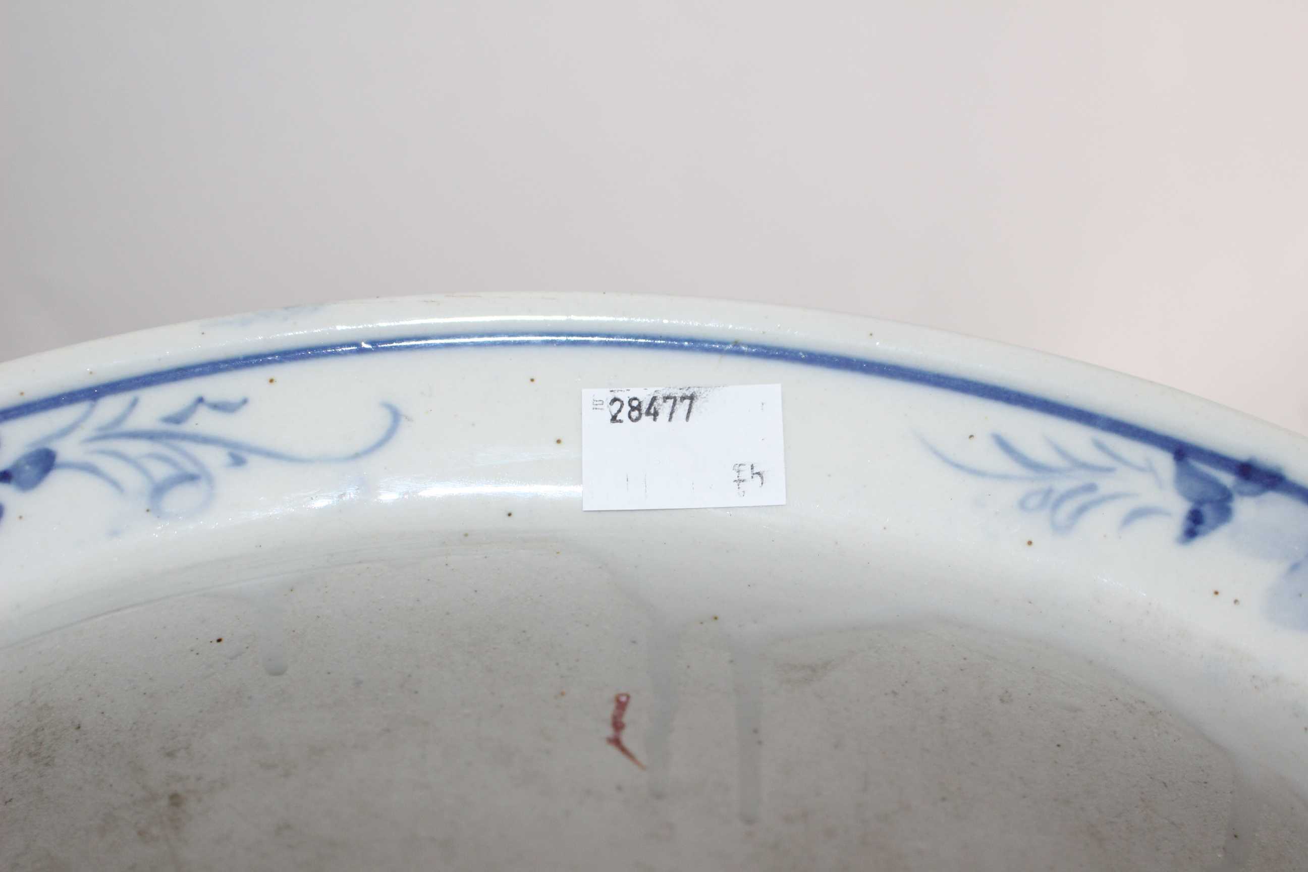 Two Chinese Hand painted Blue and White porcelain Jardinière and stand. Circa 1900. - Image 3 of 8