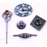 Selection of Arts & Crafts and Art Nouveau Sterling Silver Jewellery. To include a Ruskin Style Blue