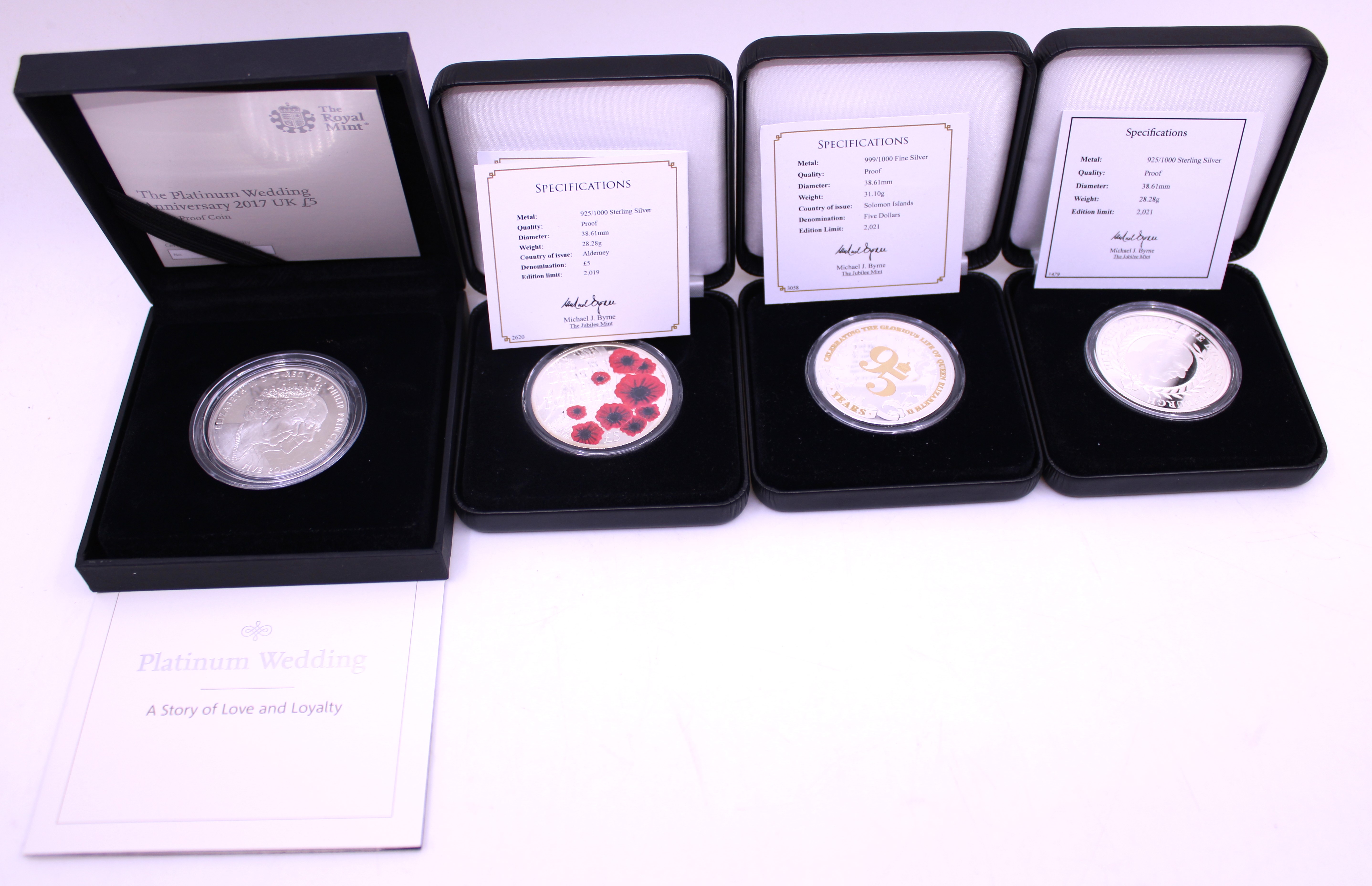 Collection of Silver Coins.  To include a Jubilee Mint HRH Prince Philip Solid Proof Silver Coin