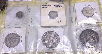 Selection of Silver Coins, other coins and Banknotes. The Silver Coins are to  include a 1891