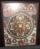 A Tibetan Thangka Buddhist Painting framed.