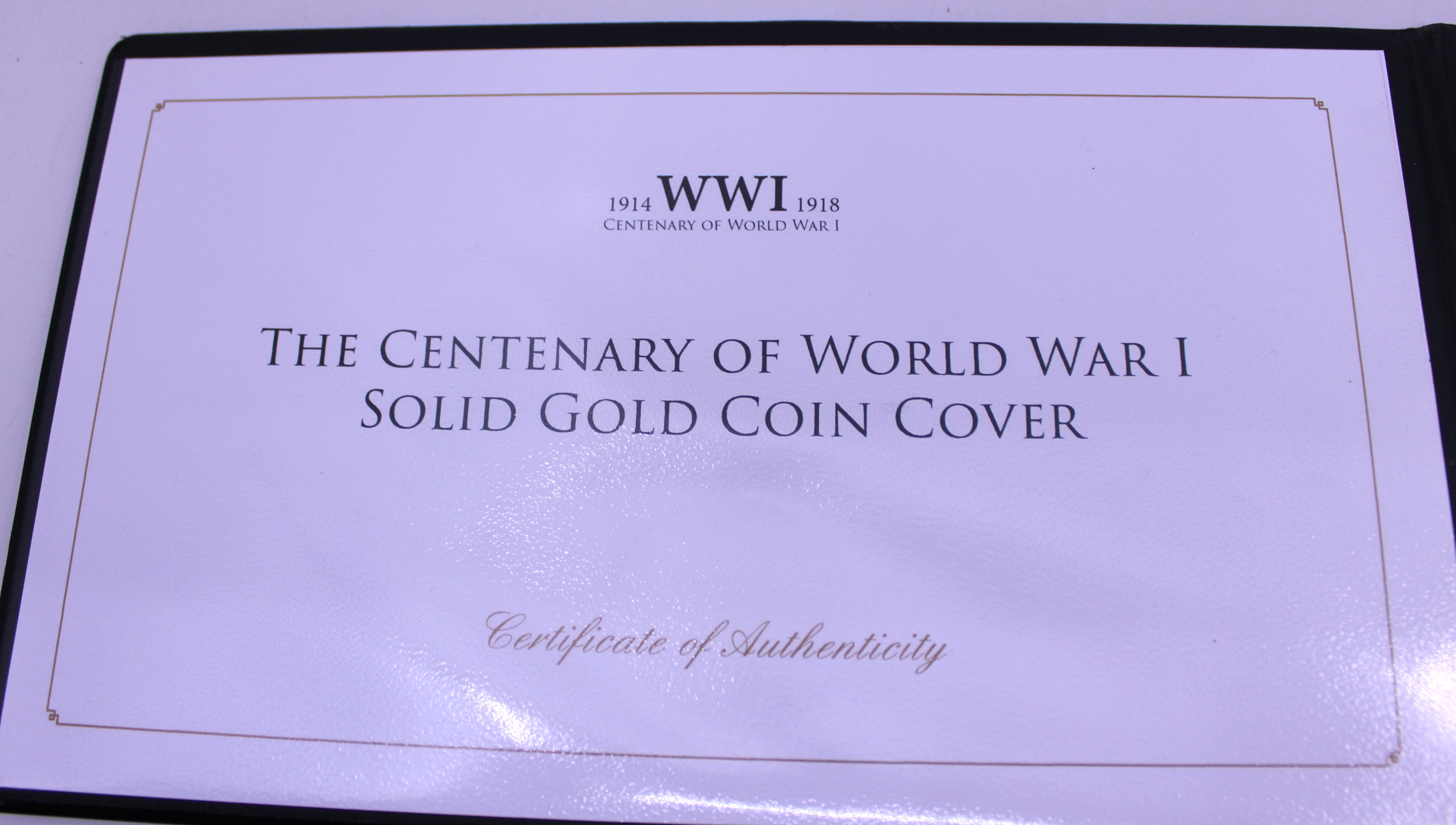 The Centenary of World War I Solid Gold Coin Cover with Certificate of Authenticity. Limited Edition - Image 2 of 2