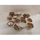 A collection of Royal Crown Derby English bone china, Imari pattern pieces to include; various pin