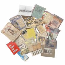 A miscellanous lot of assorted vintage ephemera to include vintage advertisements, paintings. sports