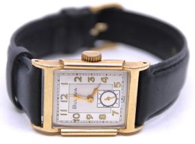 Men's Vintage 1960's Bulova Tank Hand-Winding Gold Plated Watch.  The Gold Plated watch face