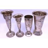 Selection of "830" stamped Norwegian Silver.  To include a Silver Vase by Hugo Grun engraved "