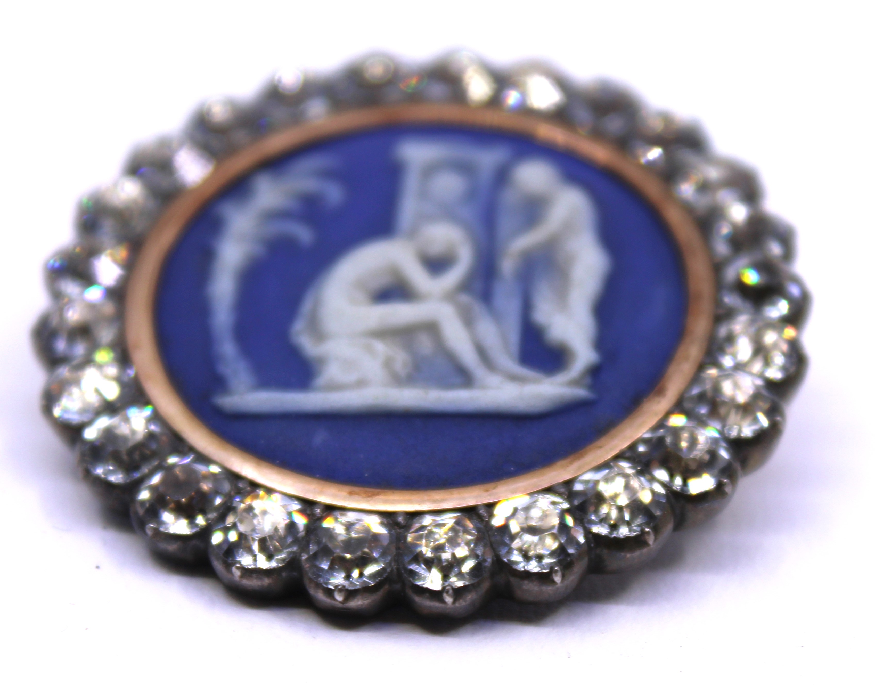 Circa 1780-1790 Georgian Blue Jasperware with white relief, mounted in cut steel Button Brooch. - Image 2 of 4