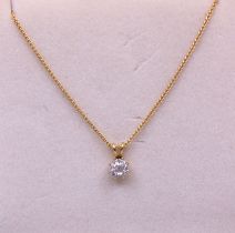 18ct Yellow Gold Approx. 0.55ct Solitaire Old European Cut Diamond Pendant on an 18ct Yellow Gold