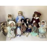 Vintage collectible artist porcelain dolls to include Alice in Wonderland, Snow White and many fairy
