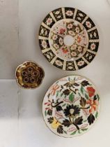 A Royal Crown Derby Old Imari pattern small dish together with a 10.5'' Royal Crown Derby Dinner