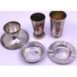 Selection of Norwegian 830 Grade Silver items.  To include a "830" Silver Beaker by Christiana