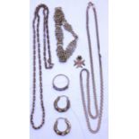 Selection of 9ct Gold Jewellery.  To include two 9ct Gold chains, a 9ct Gold Gate Bracelet, a pair