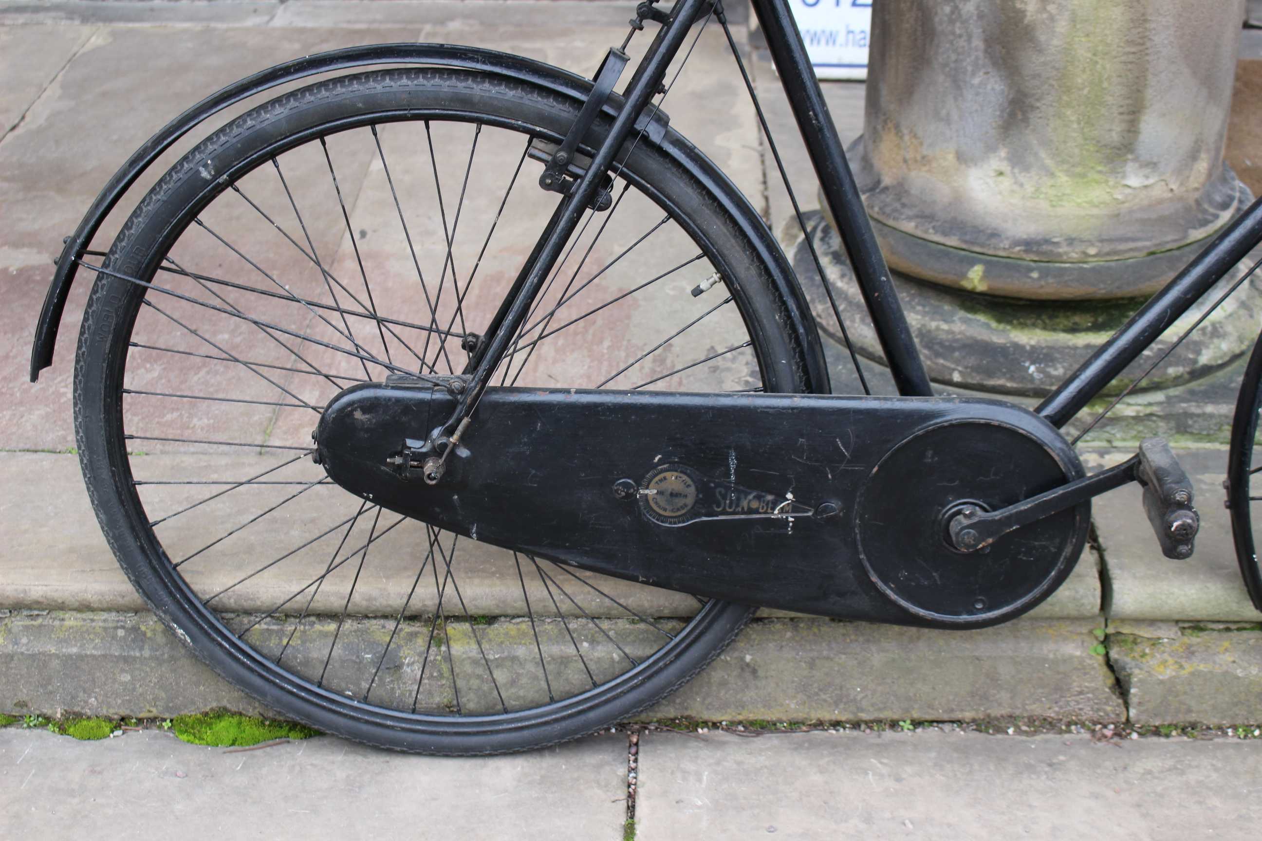 A 1943 BSA Sunbeam roadster bicycle, austerity model with oil bath chain case with original decal, - Image 2 of 6