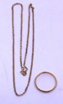 9ct Yellow Gold Fine Belcher Chain and a 22ct Yellow Gold Wedding Band.  The 9ct Yellow Gold Fine