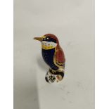 A Royal Crown Derby bone china Bee Eater Bird paperweight with gold stopper. (1)