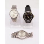 Selection of three watches.  To include an Accurist SR626SW watch with black rubber strap, a