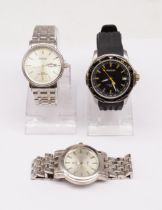 Selection of three watches.  To include an Accurist SR626SW watch with black rubber strap, a