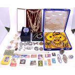 Selection of Costume Jewellery and Miscellaneous items.  To include Brooches, Simulated Pearls,