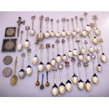 Selection of Sterling Silver Crested Teaspoons, EPNS Teaspoons, Commemorative Coins and a