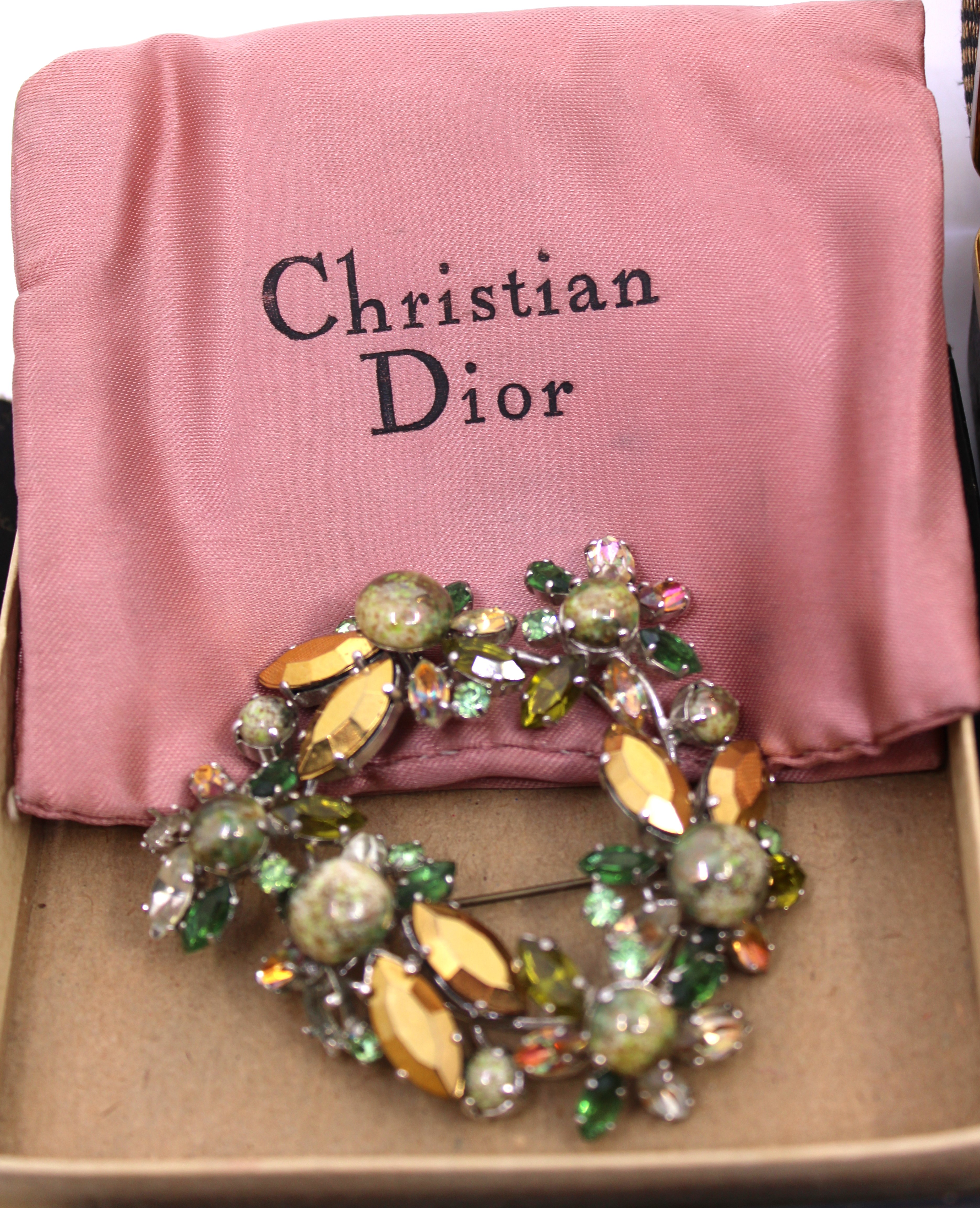 Christian Dior Brooch (missing two stones), a Ruskin Style Pewter Brooch, a Kigu of London Compact - Image 4 of 5