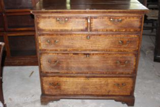 Georgian Oak and inlaid 2 over 3 drawer chest raised on bracket feet. 98cm wide. (1)