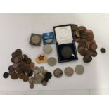 The National Rifles Association 1880 bronze coin together with three £5 coins and other Victorian