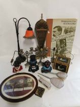 Various metal wares to include 3 reproduction ethnic character cast iron money boxes, an antique