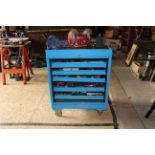Blue branded rolling Tool Chest complete with very large selection of mechanics hand tools.