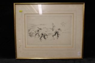 Edmund Blampied (Jersey 1886-1966) "Come on Boys", etching, 22.5cm x 32cm
