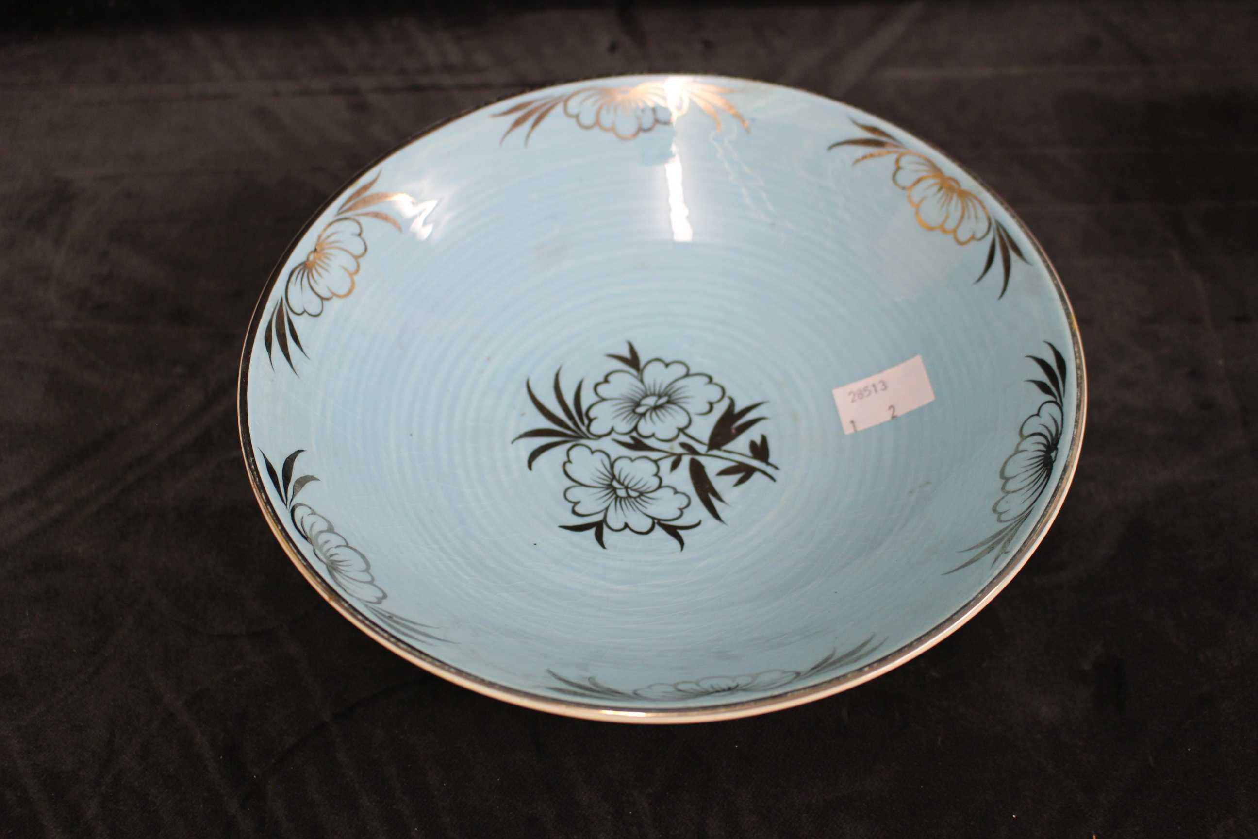 A Wedgwood bowl by Norman Wilson with fluted interior in mottled pink glaze, printed marks " - Image 2 of 5