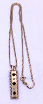 9ct Yellow Gold Sapphire and Diamond Pendant on a 9ct Yellow Gold Chain.  The pendant including bale