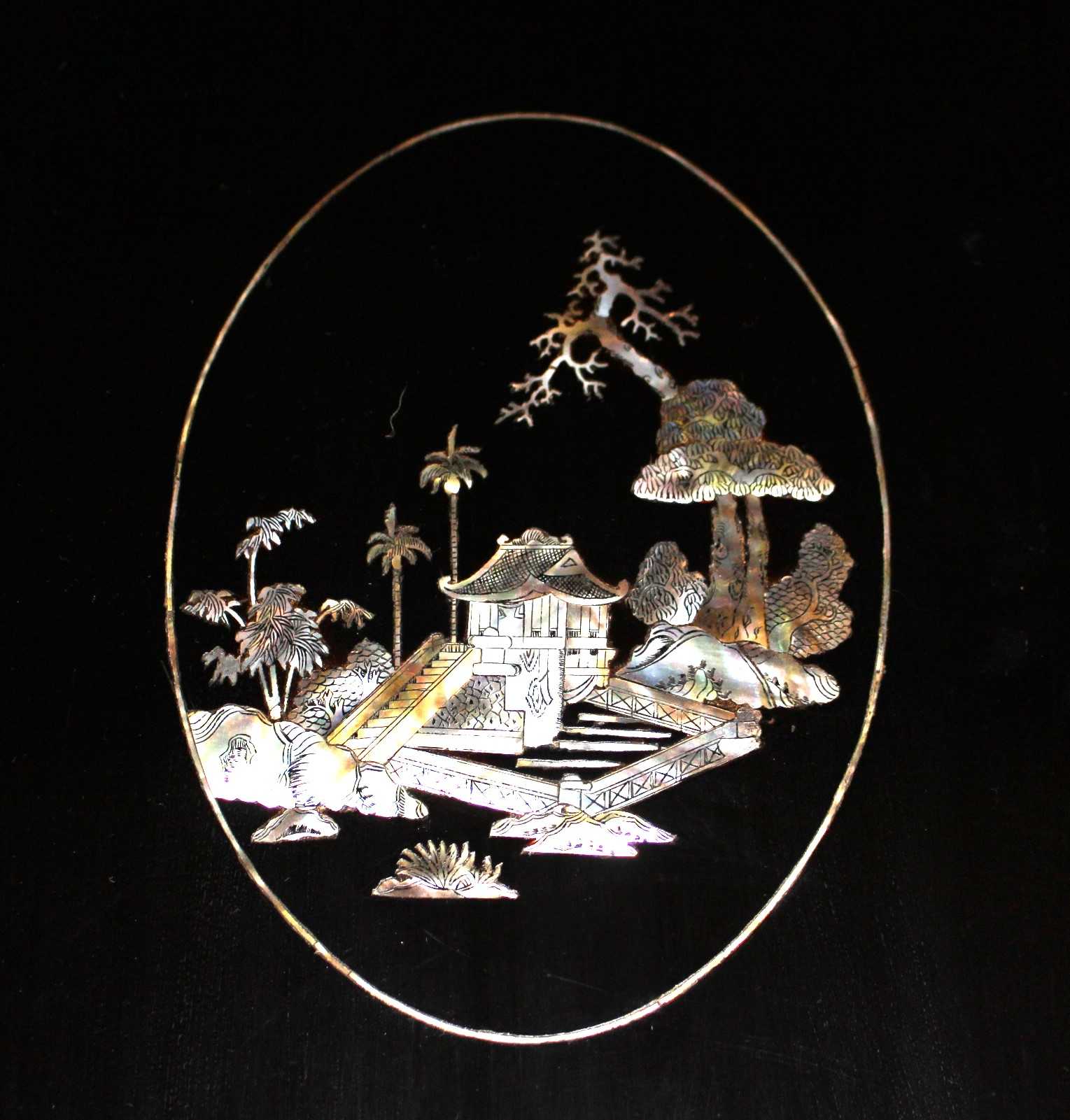 Rare Early 20th Century Vietnamese Black Lacquer, Mother of Pearl and Abalone Shell Games Board.  To - Image 2 of 3