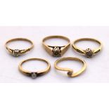 Selection of Five 9ct Gold Ilusion Set Diamond Engagement Rings.  The biggest Diamond size is