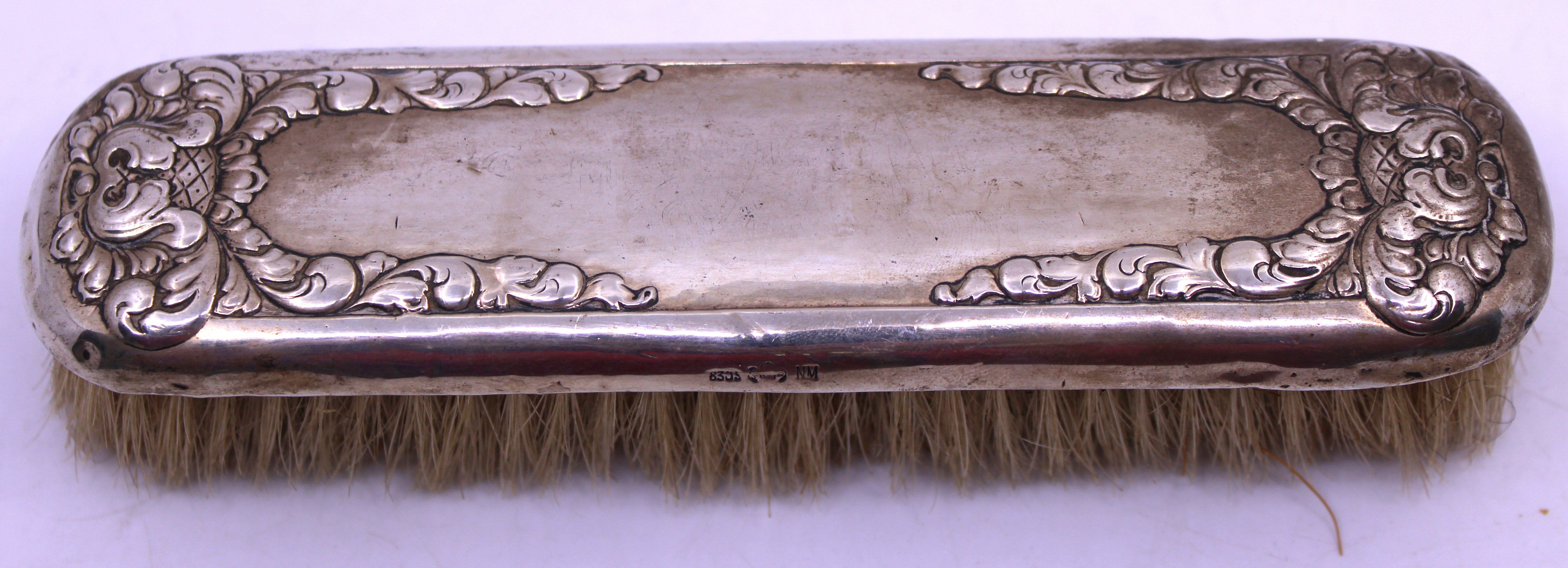 "830" Norwegian Silver Backed Vanity Set.  To include a Clothes Brush, a Brush with broken handle - Image 4 of 4